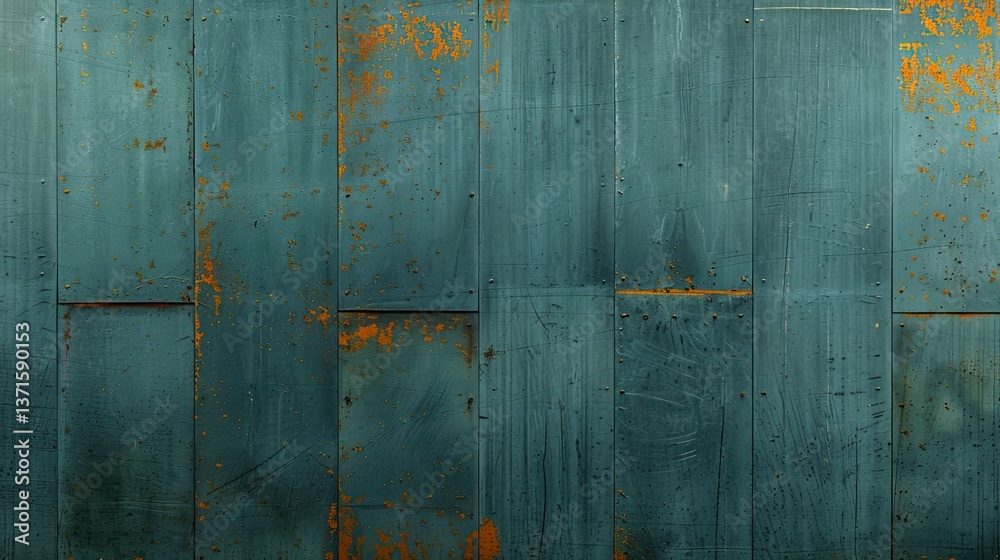 Teal metal panels with rust Teal metal panels with rust