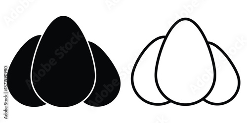 Egg Hunt Line Icon, Outline Vector Symbol, Editable Stroke.. Set of easter eggs flat design. Eggs icon symbol simple design. Easter egg set silhouette, Happy easter day vector elements. eps 10. 