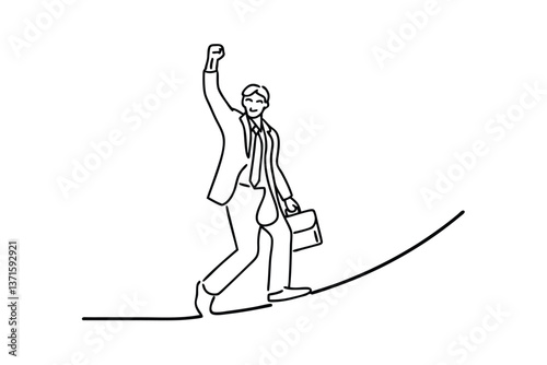 Businessman Balancing Act Success, Risk, Challenge, Achievement, Triumph, Goal, Career, Ambition,