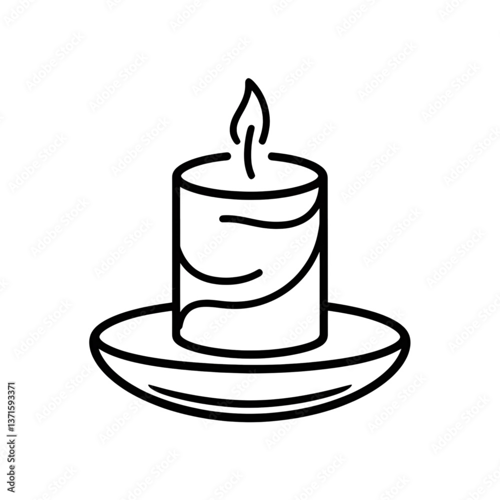 Candle Icon - Minimalist Flame, Relaxation, Meditation Symbol