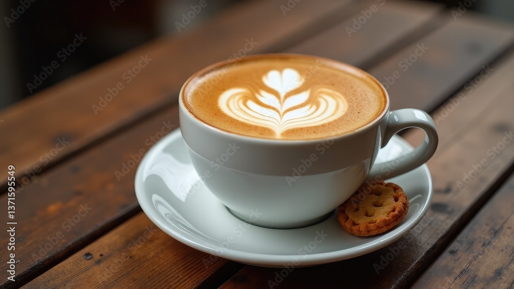 Coffee Latte on a Table. Cafe Background Coffee Latte on a Table. Cafe Background