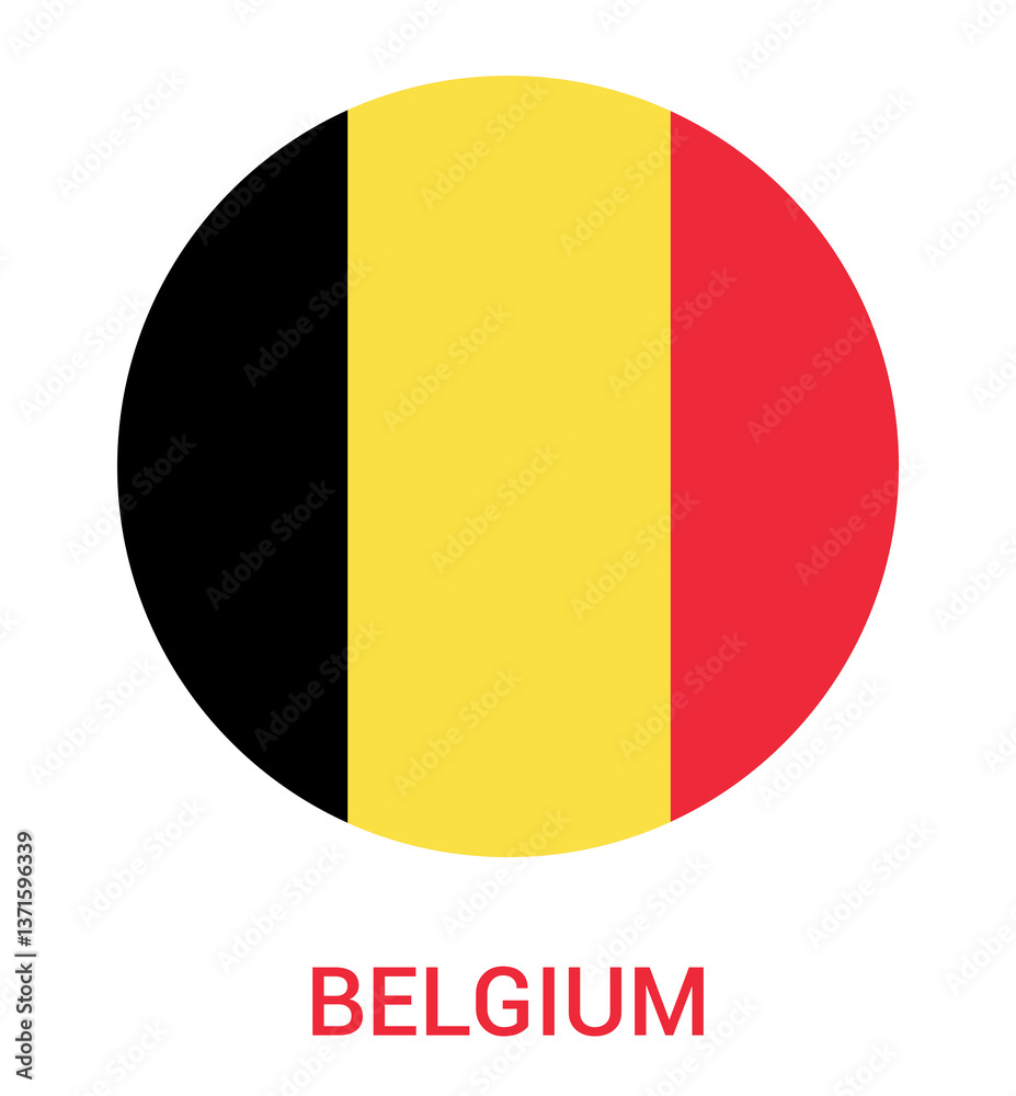 Fototapeta premium Flag Of Belgium, Belgium flag, National flag of Belgium. Circle flag of Belgium.