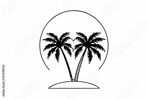 palm tree silhouette black and white