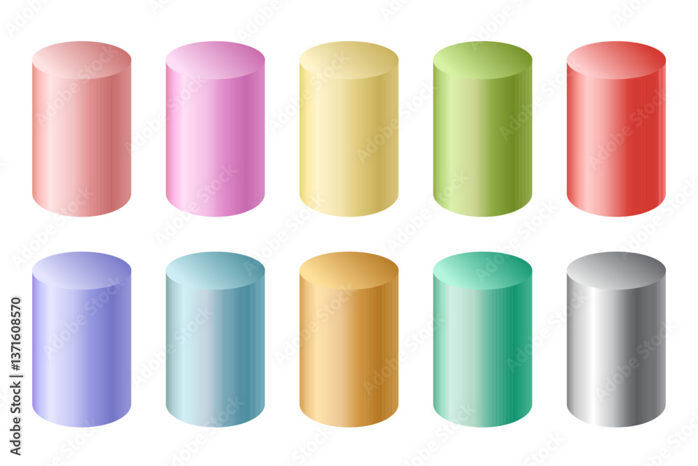 3 D Shapes, cylinder, vector illustrations 3 D Shapes, cylinder, vector illustrations