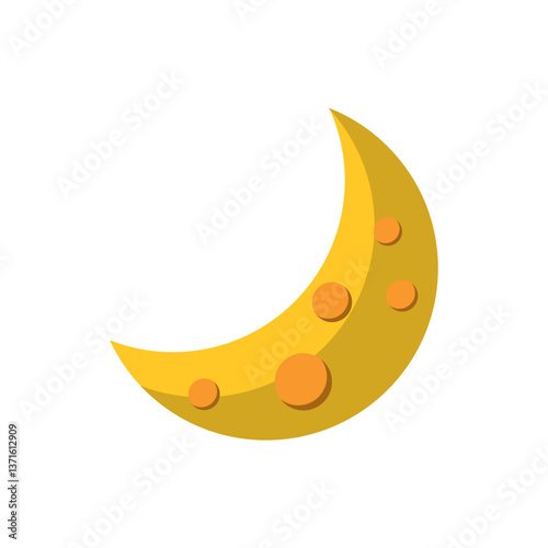 Vector image of a half-moon icon with a white background