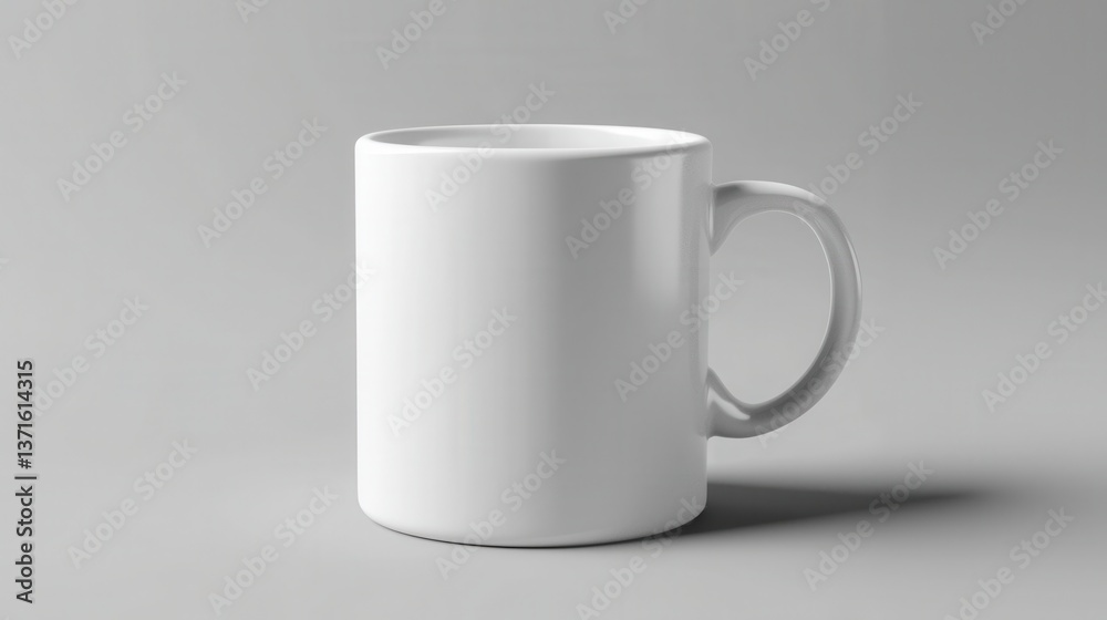 Fototapeta premium Ceramic Mug Cup For Coffee Tea White Blank 3D rendering Mockup.