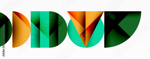 Abstract geometric pattern with intersecting circles and triangles in gradients. The high-contrast composition creates depth and a dynamic, modern aesthetic