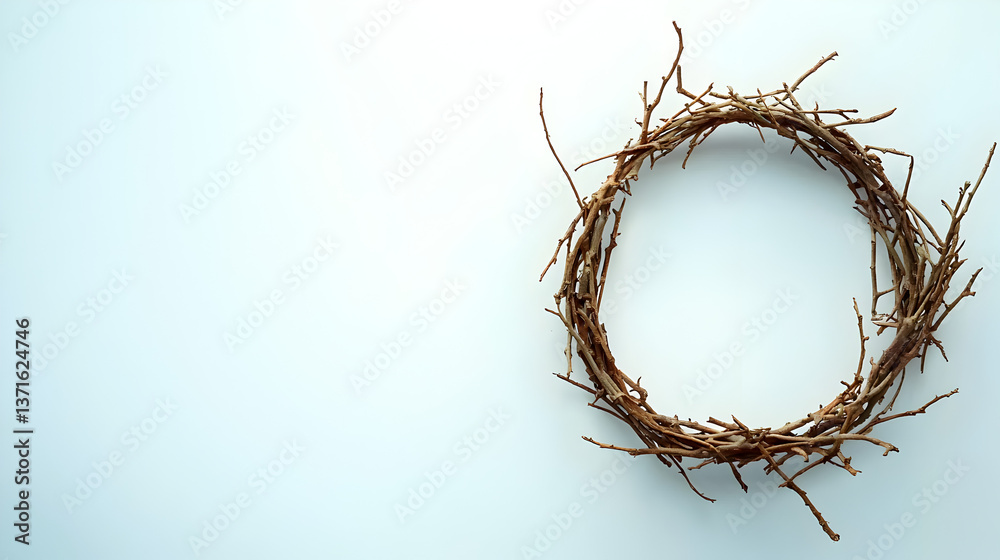 Fototapeta premium Good Friday Representation: Crown of Thorns on Neutral Background