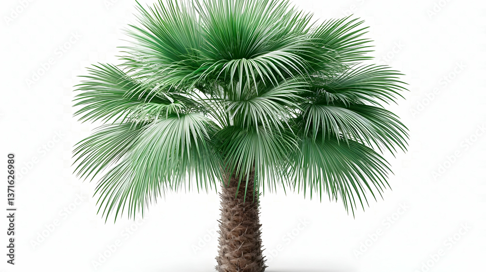 Naklejka premium Realistic 3D Render of a Single Palm Tree Isolated on White