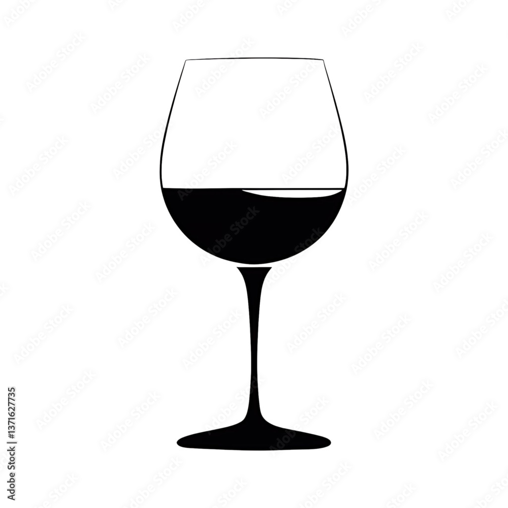 Artistic Wine Glass Sketch in Minimalist Black and White Design