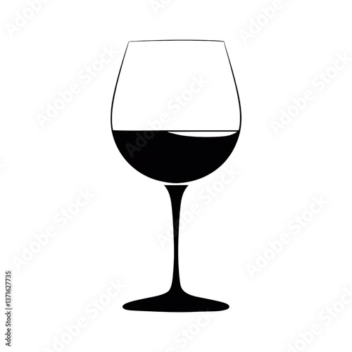 Obraz na płótnie Artistic Wine Glass Sketch in Minimalist Black and White Design w salonie
