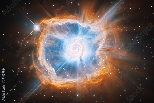 magnetar emitting powerful magnetic fields, capturing the mixed hues of space dust and starlight reflecting on its surface photo