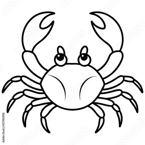 Cancer animal Crab isolated line art coloring page illustration