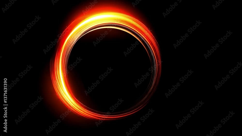 Vibrant Abstract Light Design Circular Glow of Warm Energy in Motion, Creating Captivating Visual Effects Against Dark Background. Vibrant Abstract Light Design Circular Glow of Warm Energy in Motion, Creating Captivating Visual Effects Against Dark Background.