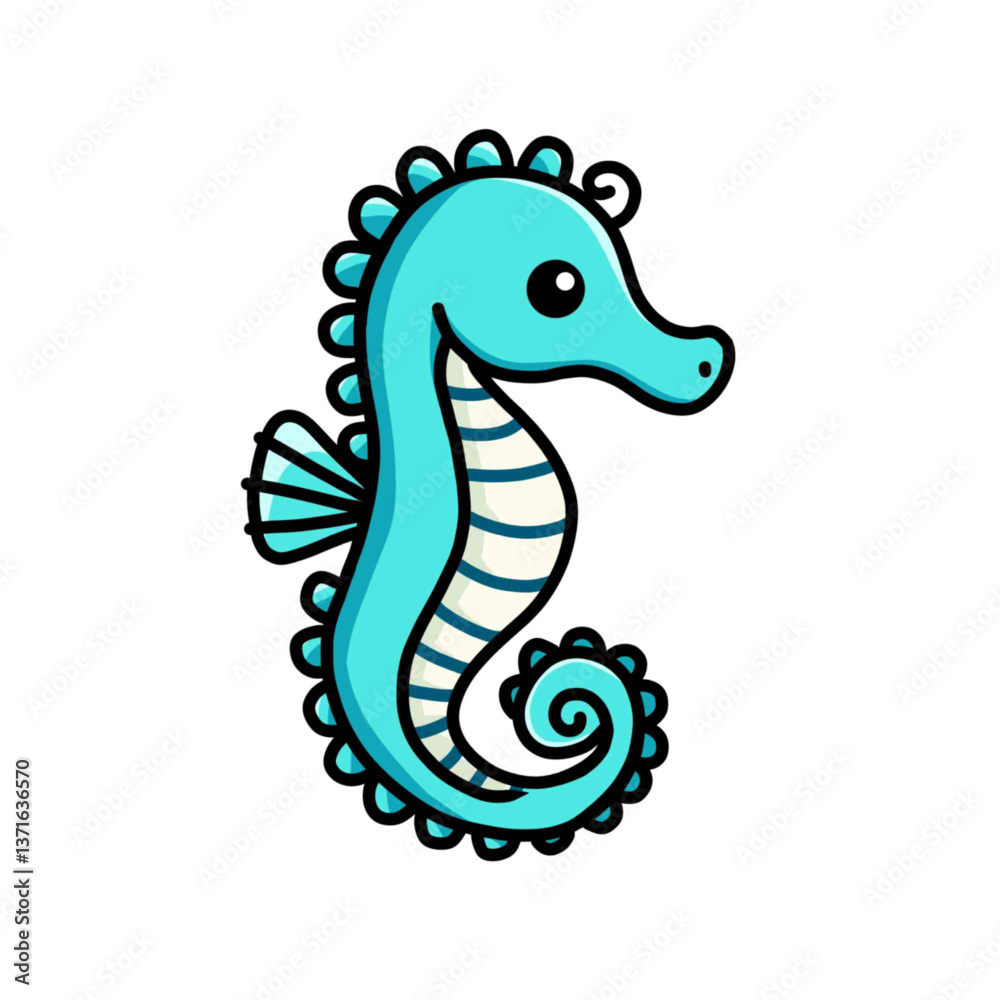 Fototapeta premium Vector illustration of a seahorse with a vibrant and playful design.