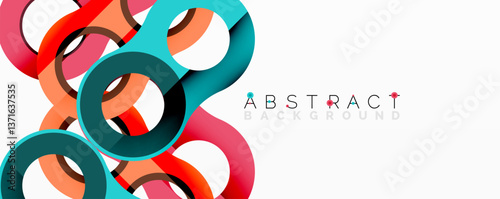 Abstract composition with intertwined circular and tubular forms creating fluid structure with gradients, depth, and sharp contrasts