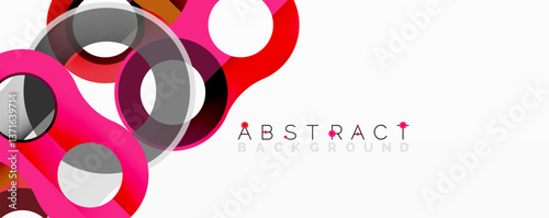 Abstract circle element composition with overlapping circular and tubular shapes featuring smooth gradients, transparency effects, and dynamic layering
