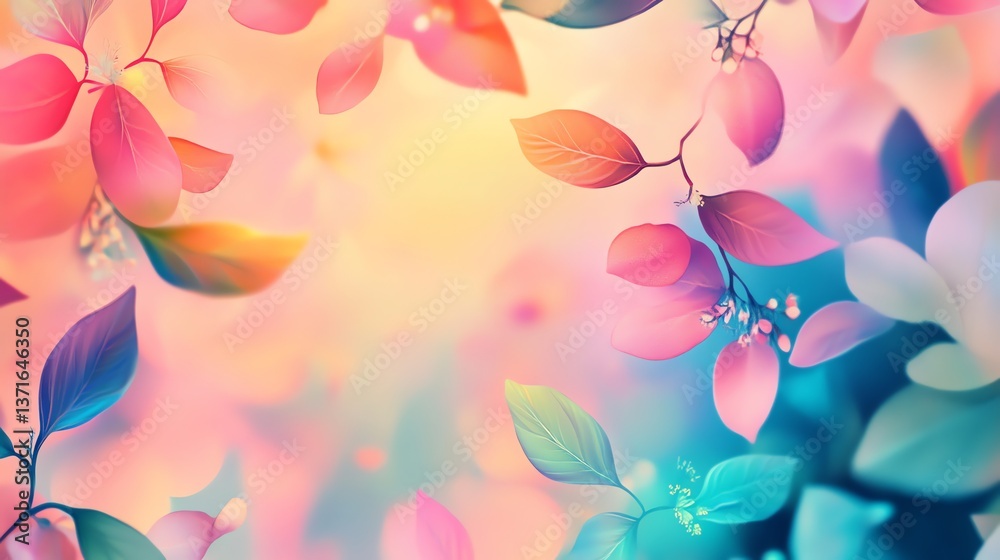 Obraz premium Pastel Leaves: Dreamy Floral Background