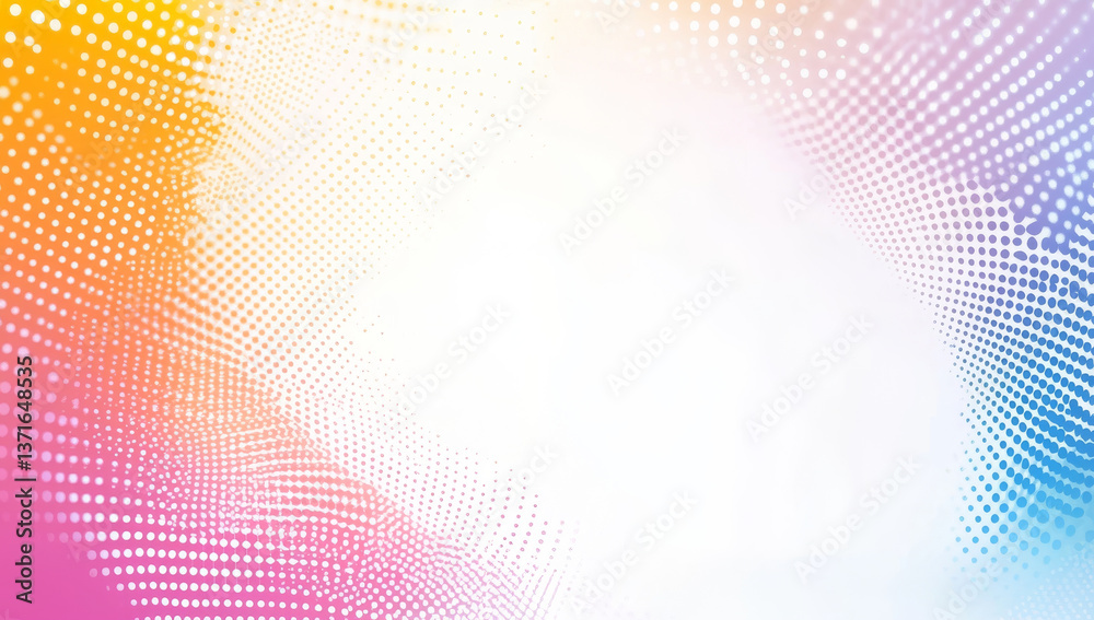 Colorful halftone background with gradient effect, featuring vibrant hues of orange, pink, and white, creating dynamic and energetic feel Colorful halftone background with gradient effect, featuring vibrant hues of orange, pink, and white, creating dynamic and energetic feel