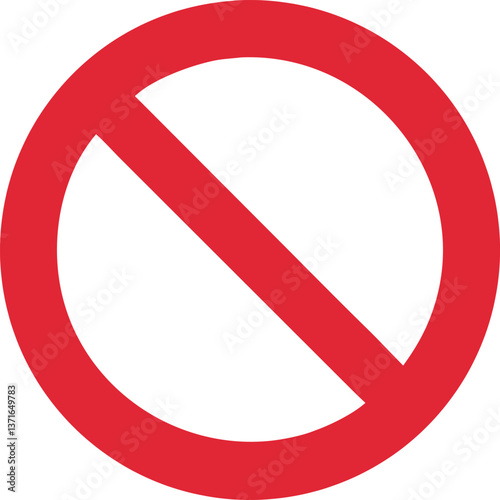 prohibited sign icon with red circle and diagonal line, symbolizing restriction, ban, or no entry, vector illustration representing prohibition and limitations in simple design

