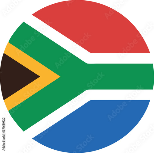 south africa national flag icon vector illustration, round button symbolizing south african pride, unity, patriotism, culture, identity, heritage, and national sovereignty