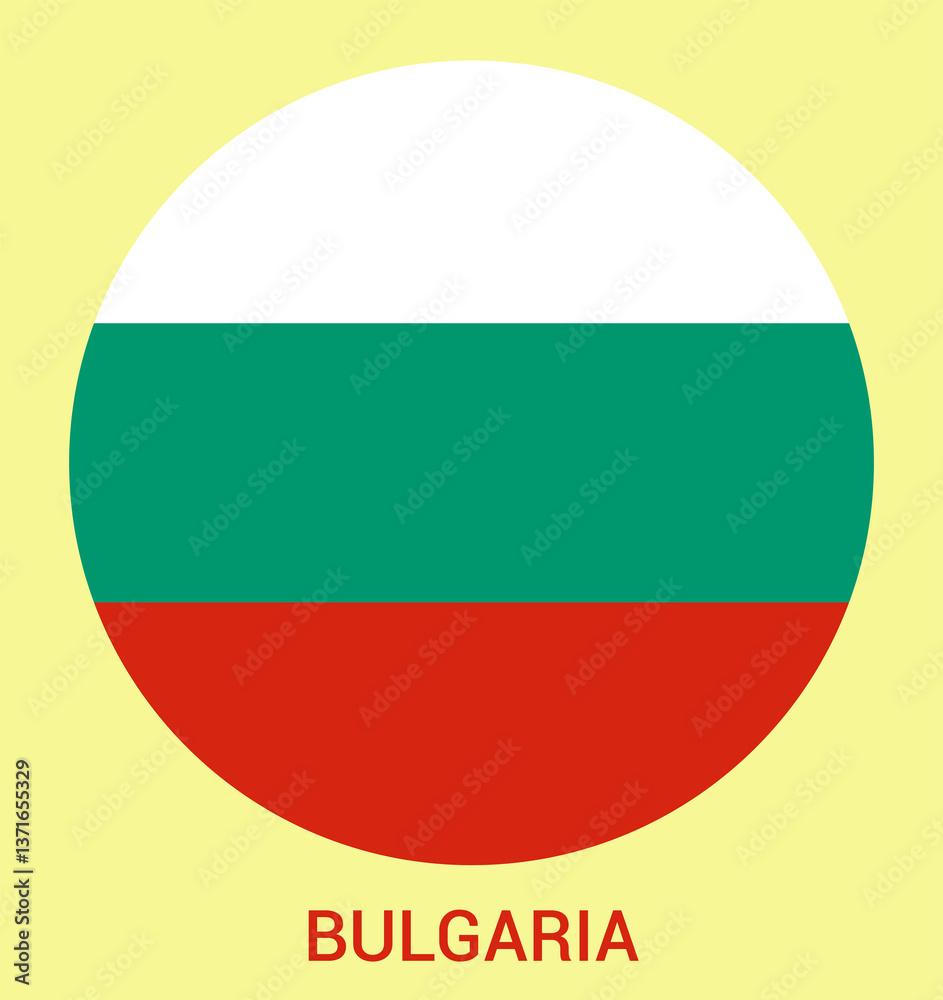 Obraz premium Flag Of Bulgaria, Bulgaria flag, National flag of Bulgaria. circle flag of Bulgaria.