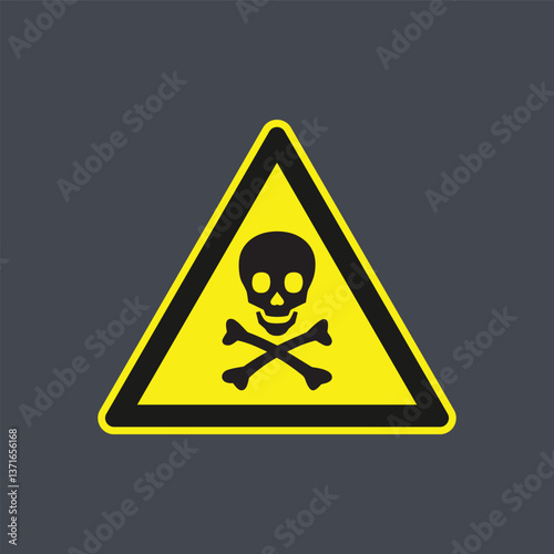 Skull and bone danger sign, warning -stop sign