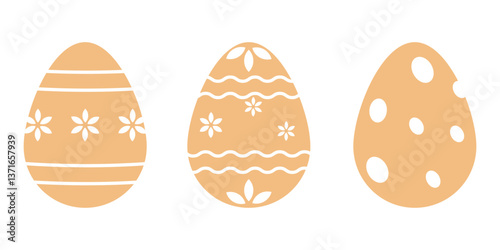 Easter egg set. ornament, pattern, decorative, dyed egg.  doodle colorful egg Easter set. Vector illustration flat oval shape elements.