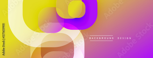 Circular abstract design with overlapping translucent circles and round shapes, blending gradients and smooth curves, creating depth, contrast, and a dynamic visual effect