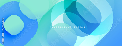 Circular abstract design with overlapping translucent circles and round shapes, blending gradients and smooth curves, creating depth, contrast, and a dynamic visual effect