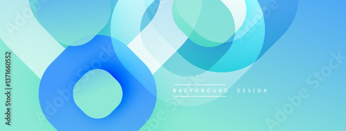 Circular abstract design with overlapping translucent circles and round shapes, blending gradients and smooth curves, creating depth, contrast, and a dynamic visual effect