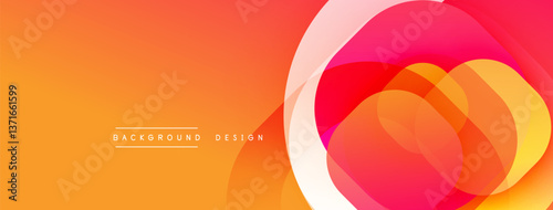 Circular abstract design with overlapping translucent circles and round shapes, blending gradients and smooth curves, creating depth, contrast, and a dynamic visual effect
