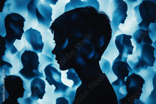 Agoraphobia in Public Places: A Person Struggling with Agoraphobia, Social Phobia, or Social Anxiety. Concept of Agoraphobia, Social Anxiety Disorder, and Social Phobia. Silhouette Illustration.