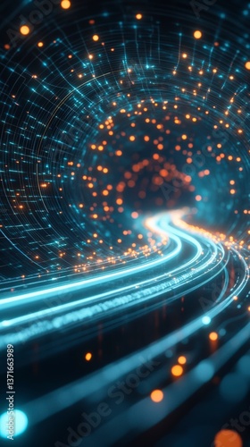 Futuristic Data Tunnel Concept - Technology Business Transportation Science Wallpaper
