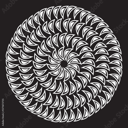 Round leaves vector art icon mandala design.