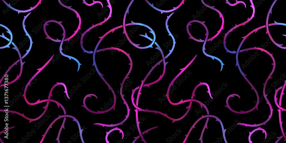 Fototapeta premium Glowing thorns seamless pattern 