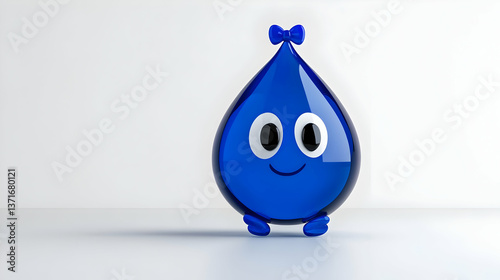 Wallpaper Mural A 3D render of a transparent blue babyface raindrop on a white backgroundThe raindrop has an innocent face with two large eyes and a pacifier in its mouth with a large bow at the top of its head Torontodigital.ca