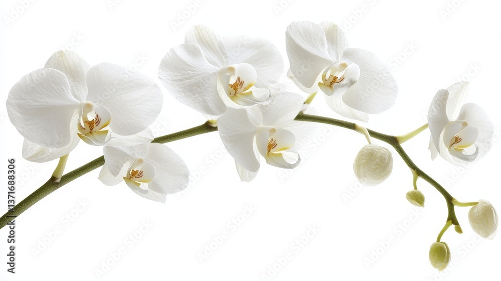 Obraz premium Single Isolated Orchid Bloom on Pure White Background for Elegant Floral Designs