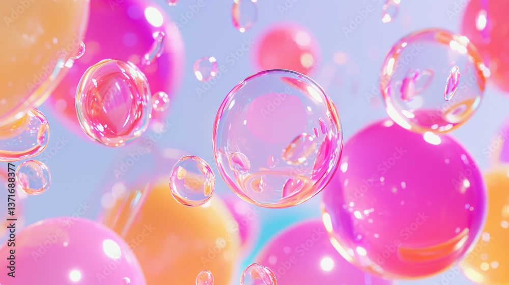 3D beautiful colorful glossy bubbles floating in air wallpaper. blue pink purple romantic Valentine party celebration festive cute background 3D beautiful colorful glossy bubbles floating in air wallpaper. blue pink purple romantic Valentine party celebration festive cute background