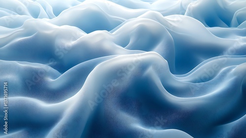 A serene silky background in icy blue and white, with gentle waves and a frosted glass effect,
