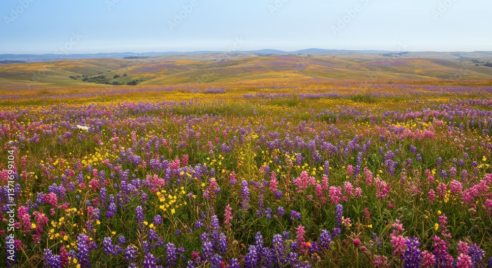 Colorful wildflower field in bloom on a sunny day in springtime Colorful wildflower field in bloom on a sunny day in springtime