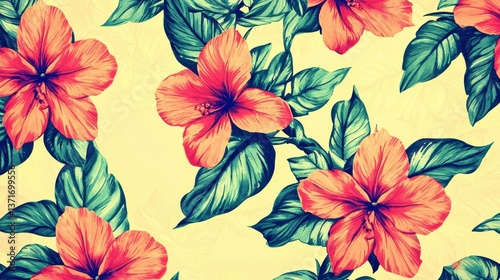 Vibrant floral pattern design nature scene graphics colorful environment close-up view artistic concept
