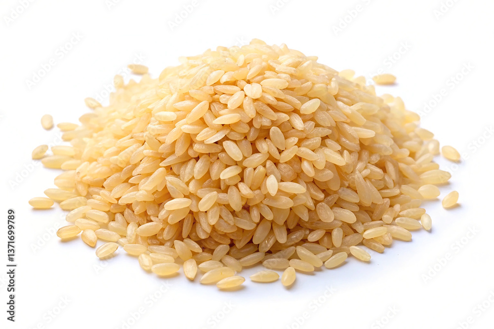 Flattened Rice Grains on White Background Flattened Rice Grains on White Background
