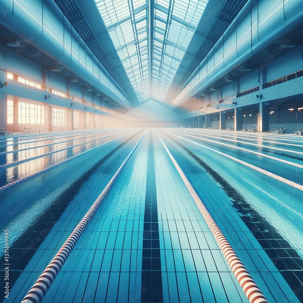 Obraz premium An image of a swimming pool with clear lanes marked ideal for sw