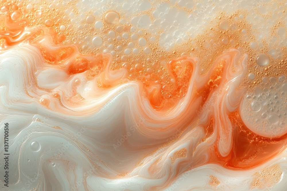 Abstract Fluid Art with Peach and Copper Tones, Organic Shapes and Golden Accents, Modern Acrylic Pouring Design, Swirling Motion Abstract Fluid Art with Peach and Copper Tones, Organic Shapes and Golden Accents, Modern Acrylic Pouring Design, Swirling Motion