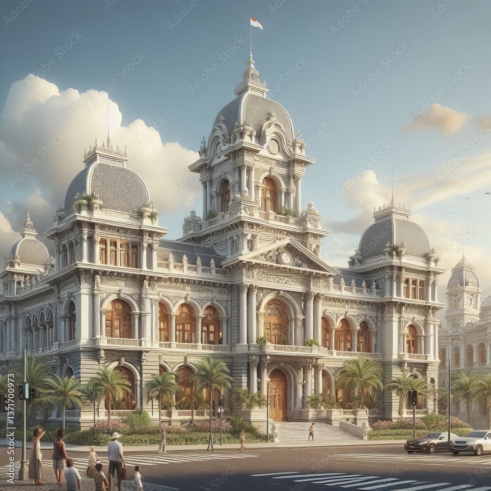 Obraz premium An example of colonial inspired architecture adapted to a tropic