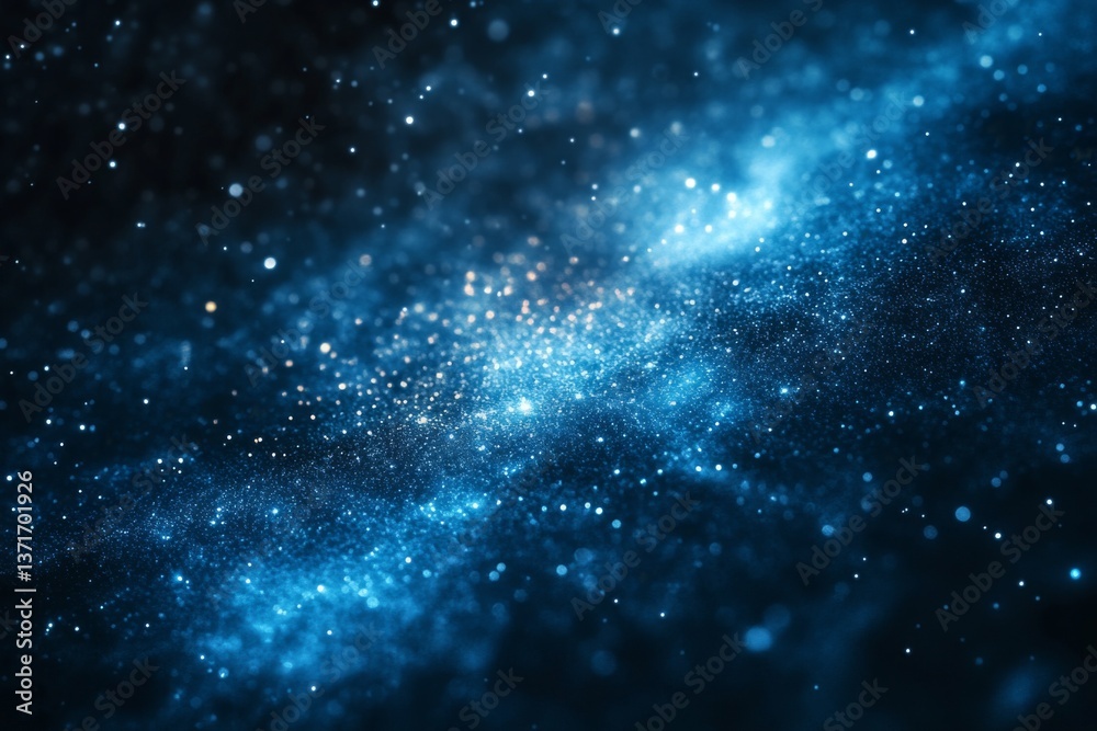Fototapeta premium Deep space star cluster with blue cosmic dust and glowing light particles