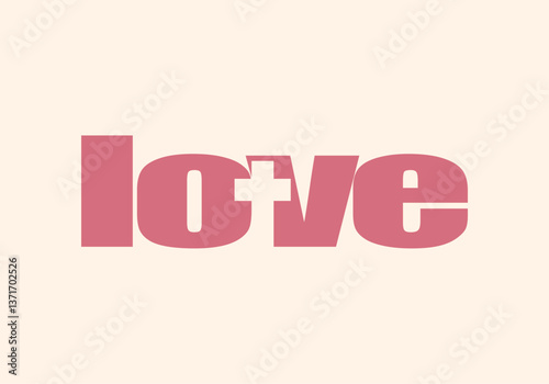 Love word lettering design. Religion concept illustration
