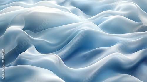 A serene silky background in icy blue and white, with gentle waves and a frosted glass effect,
