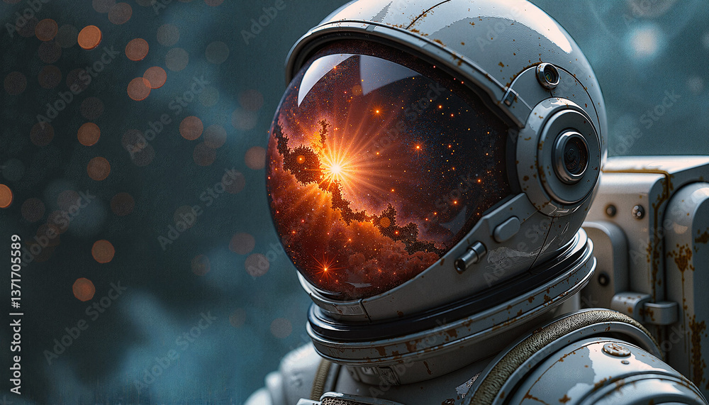 Astronaut gazing at the cosmos with a vibrant starry background  